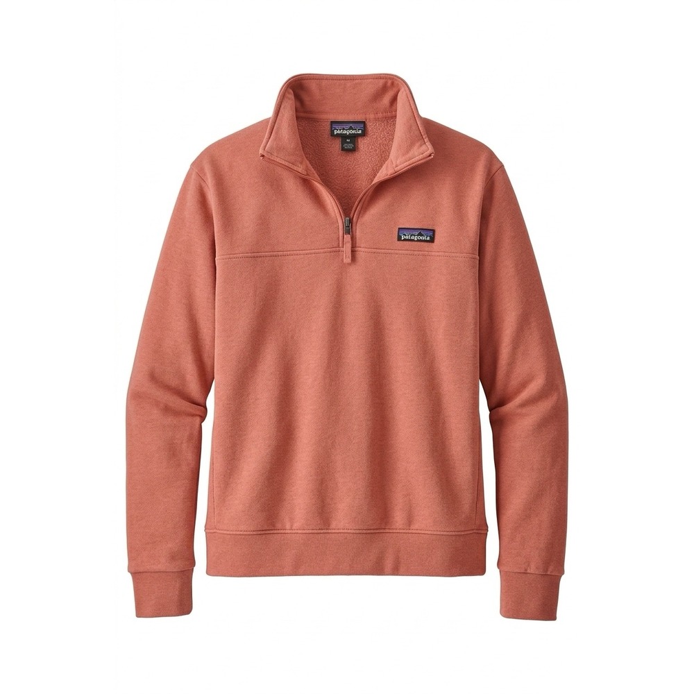 Patagonia Mens Organic Cotton‎ Quarter Zip Pullover Sweatshirt Coral Pink Medium